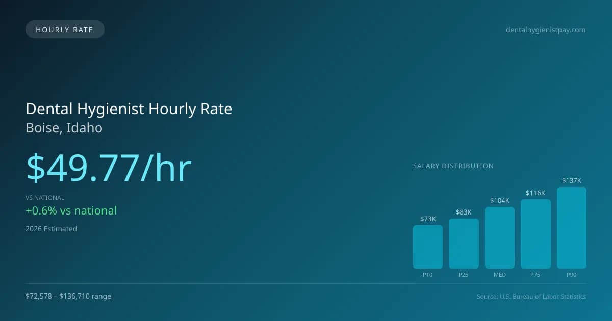 Dental Hygienist Hourly Rate in Boise, ID — 2026 est., based on 2025 BLS