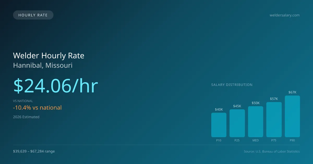 Welder Hourly Rate in Hannibal, MO — 2026 est., based on 2025 BLS