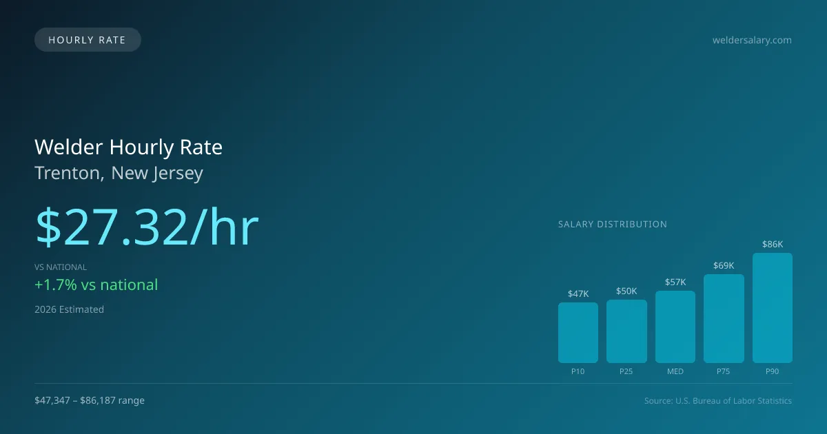 Welder Hourly Rate in Trenton, NJ — 2026 est., based on 2025 BLS