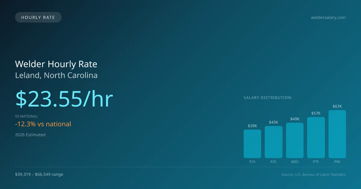 Welder Hourly Rate in Leland, NC — 2026 est., based on 2025 BLS