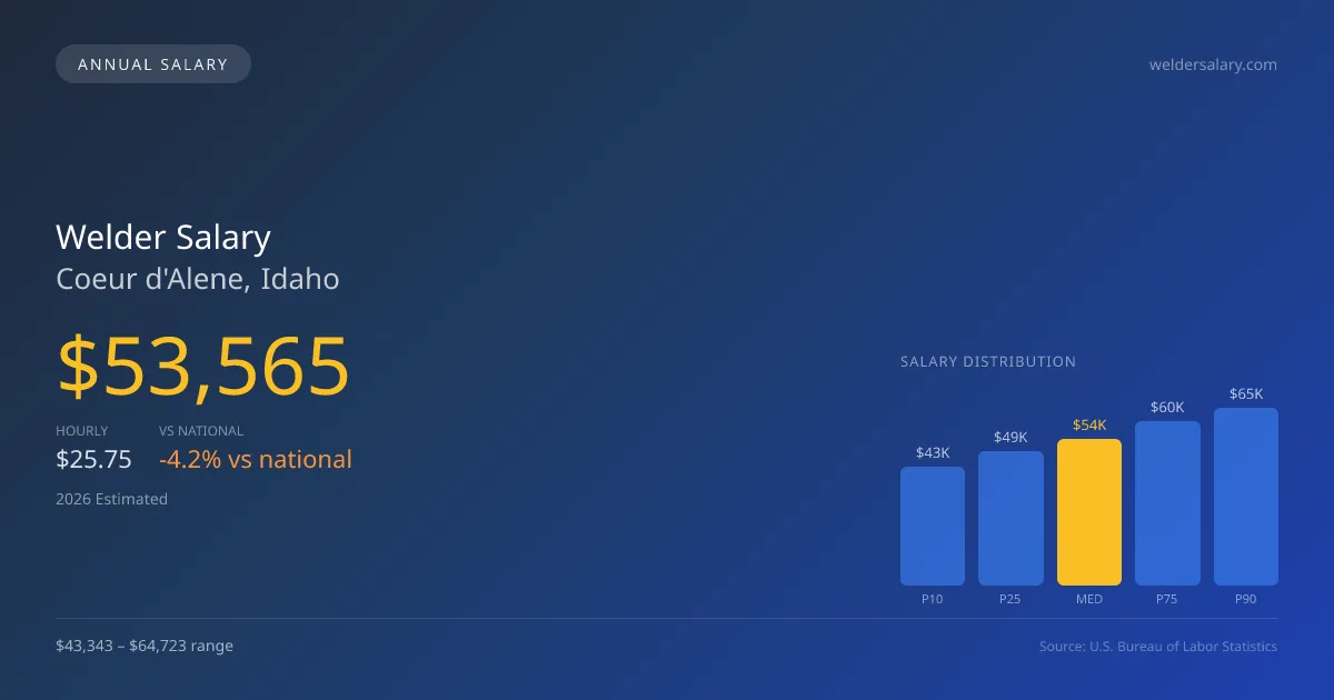 Welder Salary in Coeur d'Alene, ID — 2026 est., based on 2025 BLS