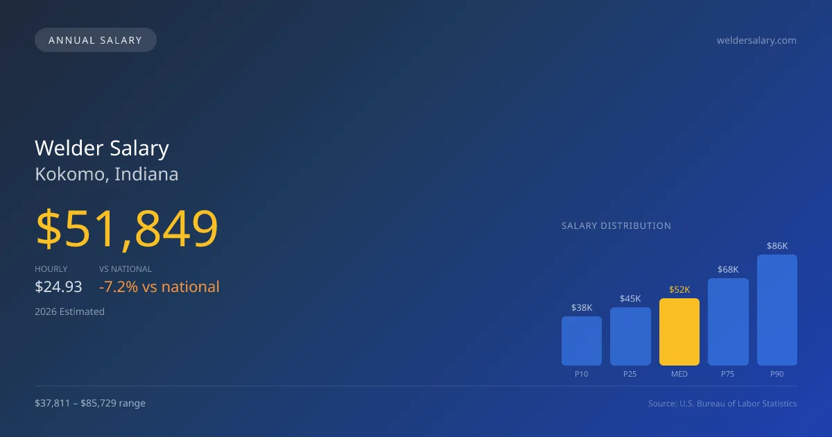Welder Salary in Kokomo, IN — 2026 est., based on 2025 BLS