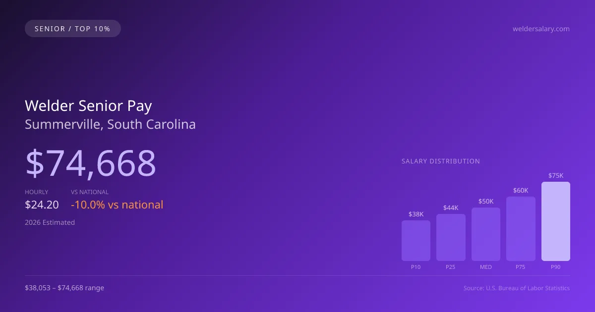 Welder Senior Salary in Summerville, SC — 2026 est., based on 2025 BLS